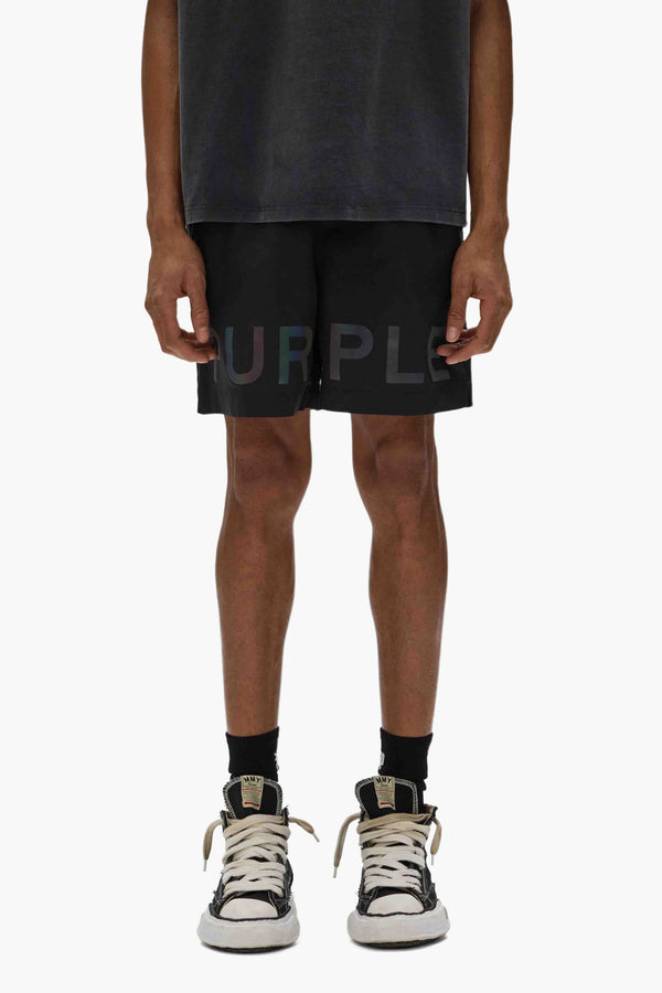 purple brand Holographic Swim Shorts Black
