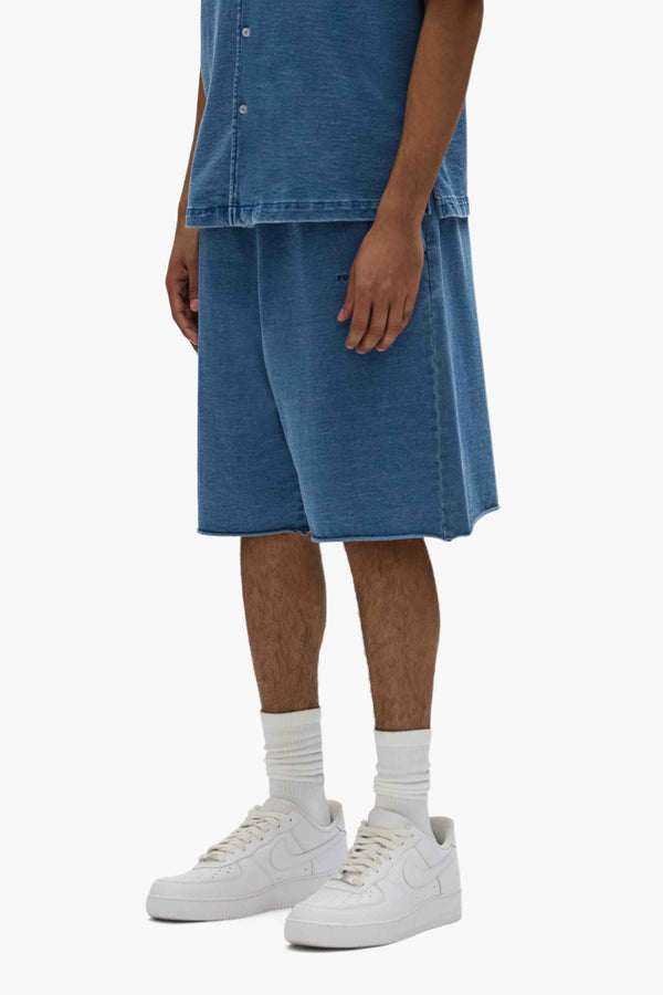 Purple Brand Knit Jersey Shorts Blue