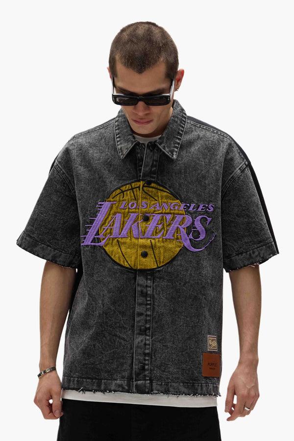 Purple Brand LA Lakers Snap Shirt Black