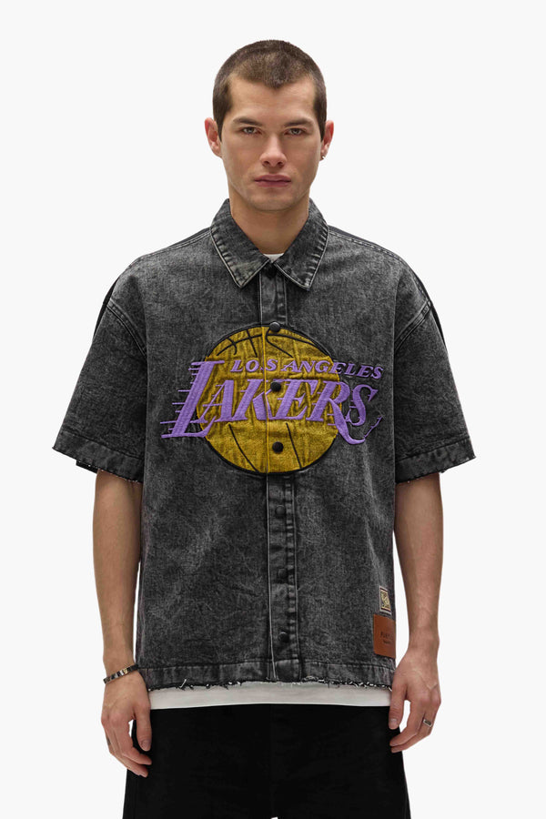 purple brand LA Lakers Snap Shirt Black
