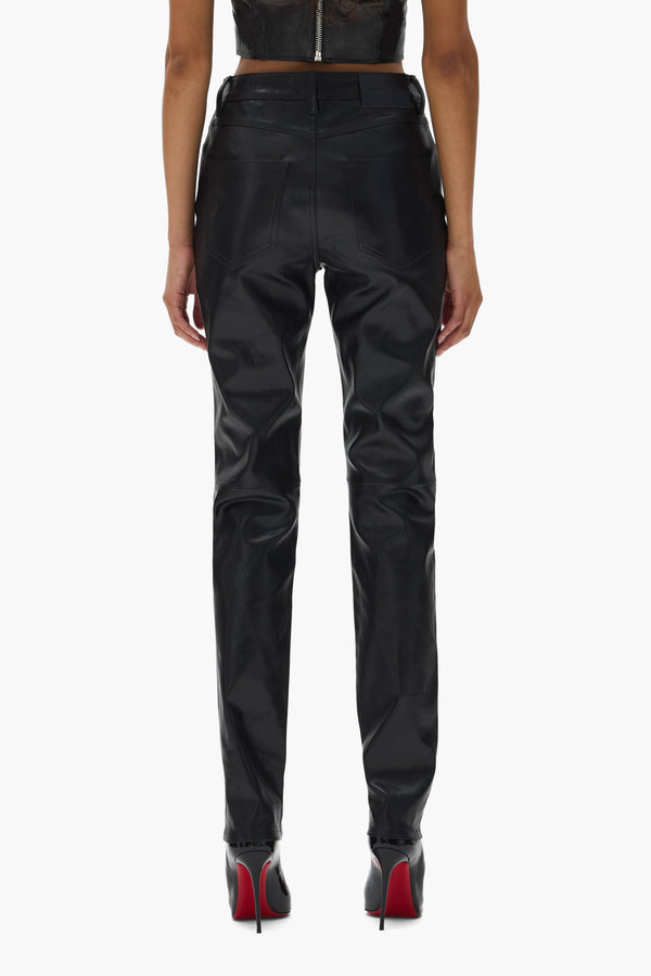 Purple Brand Leather 5 Pocket Pant Black