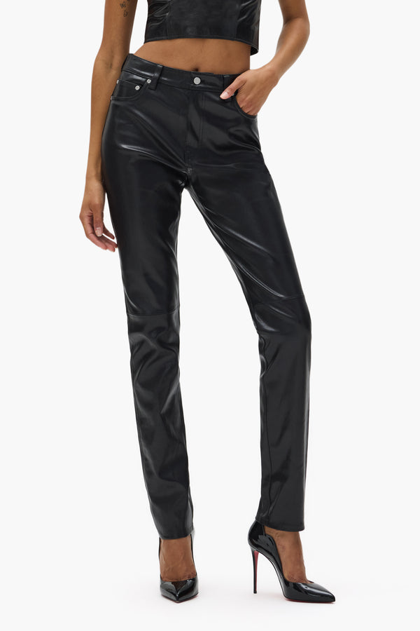 Purple Brand Leather 5 Pocket Pant Black