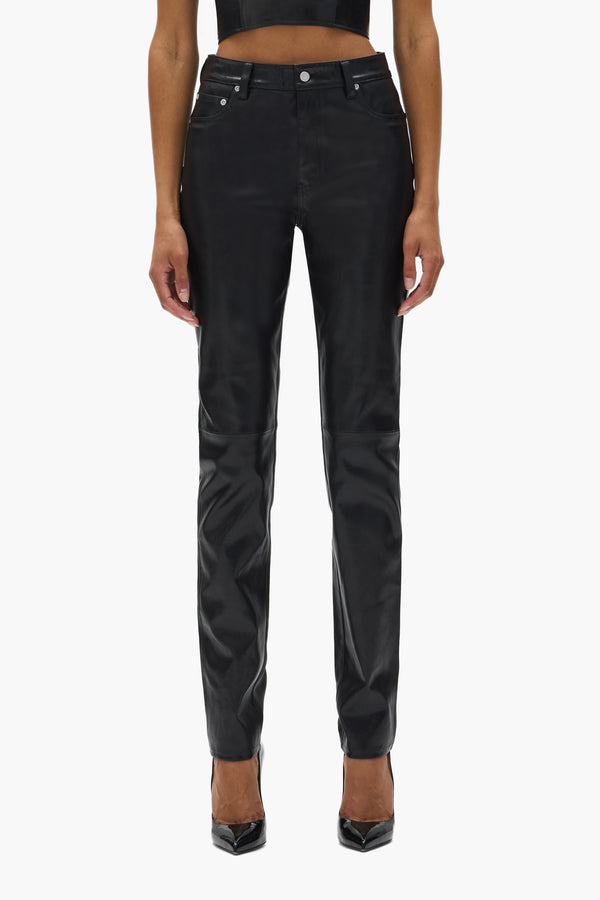 purple brand Leather 5 Pocket Pant Black