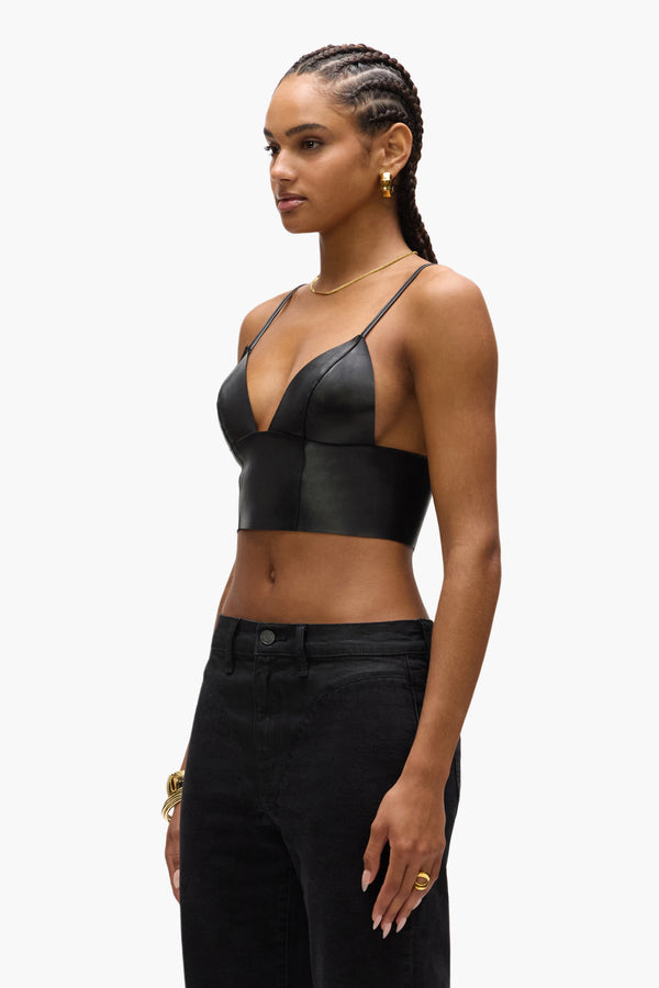 Purple Brand Leather Bralette Black