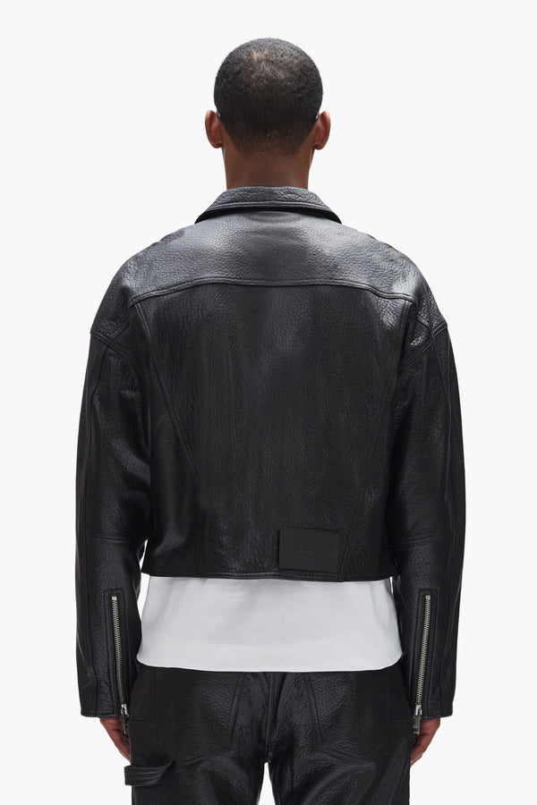 Purple Brand Leather Carpenter Jacket Black