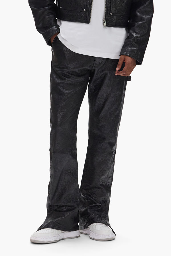 Purple Brand Leather Carpenter Snap Pant Black