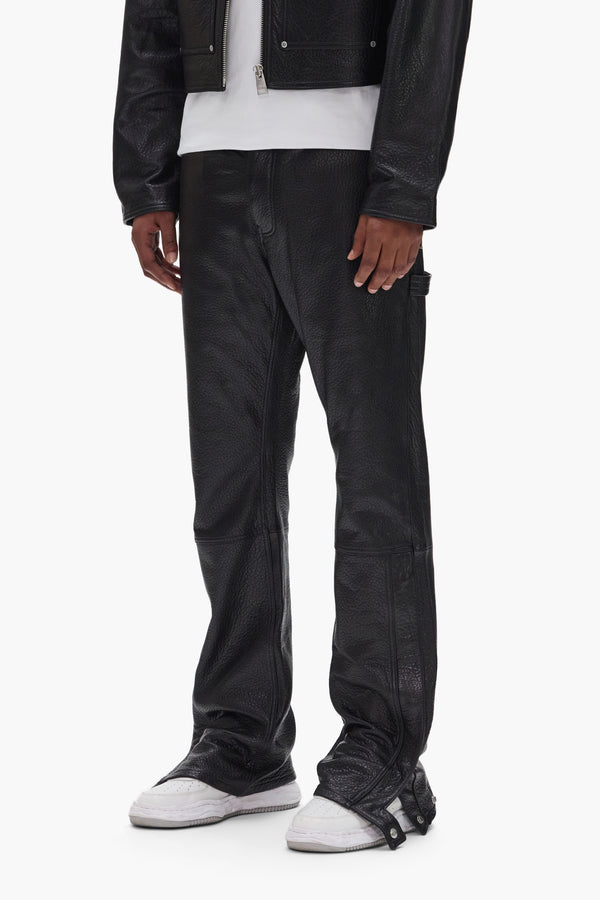 Purple Brand Leather Carpenter Snap Pant Black