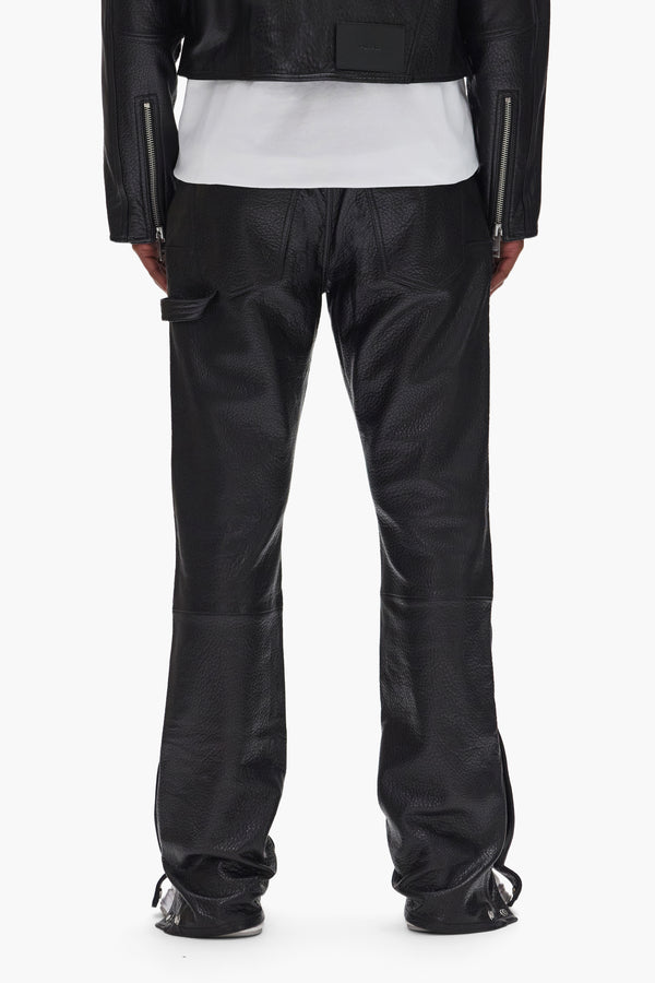 Purple Brand Leather Carpenter Snap Pant Black