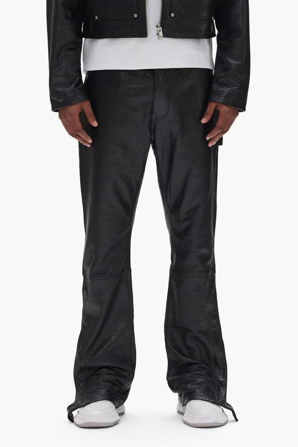 purple brand Leather Carpenter Snap Pant Black