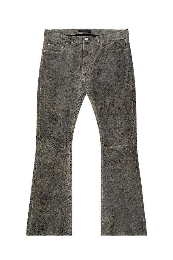 Purple Brand Leather Flare Pants Black