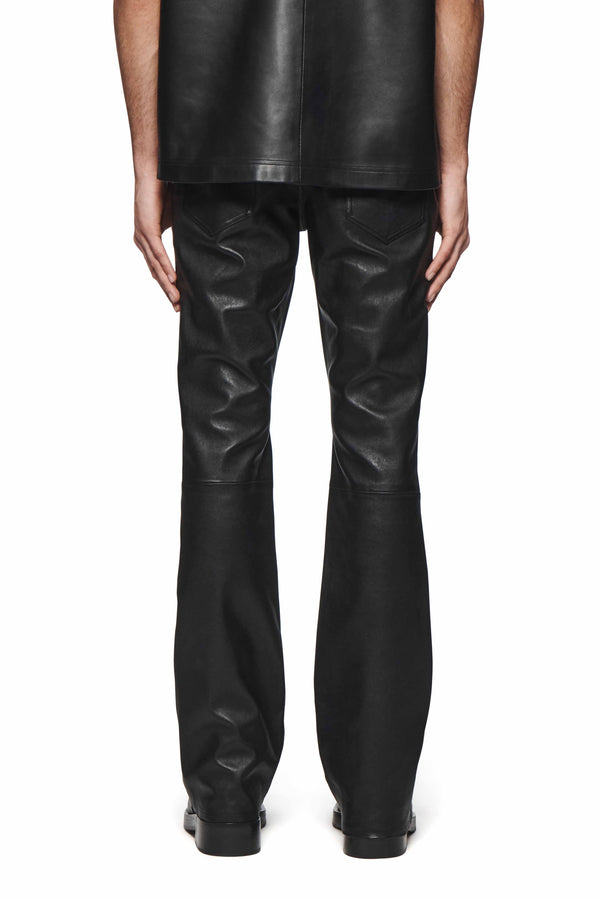 Purple Brand Leather Flare Pants Black