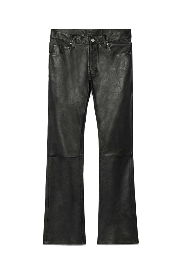 Purple Brand Leather Flare Pants Black