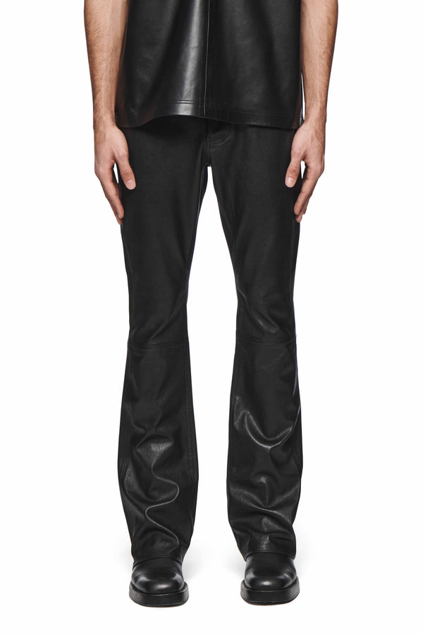 purple brand Leather Flare Pants Black