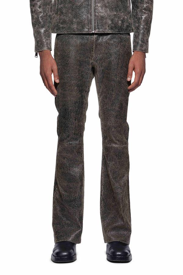 purple brand Leather Flare Pants Black