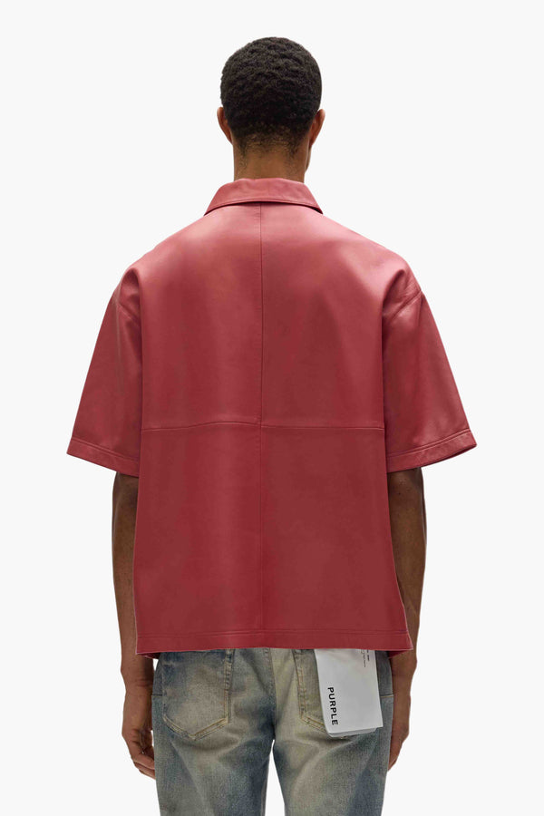 Purple Brand Leather Polo Shirt Red