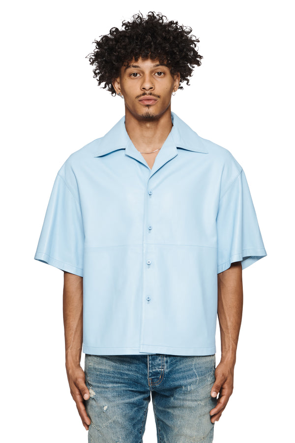 purple brand Leather Shirt Blue