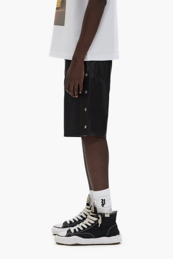 Purple Brand Leather Tearaway Shorts Black
