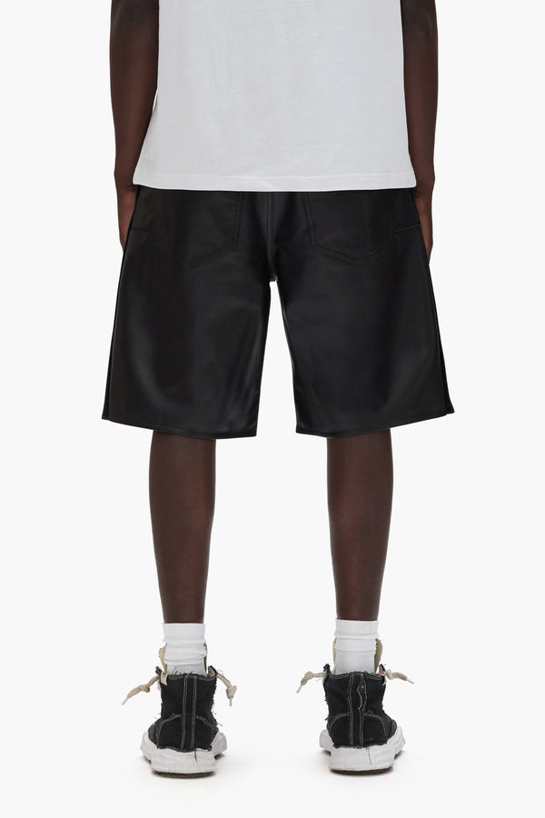 Purple Brand Leather Tearaway Shorts Black
