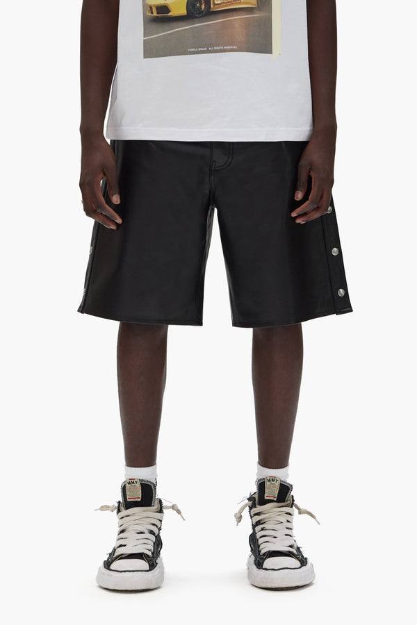 purple brand Leather Tearaway Shorts Black