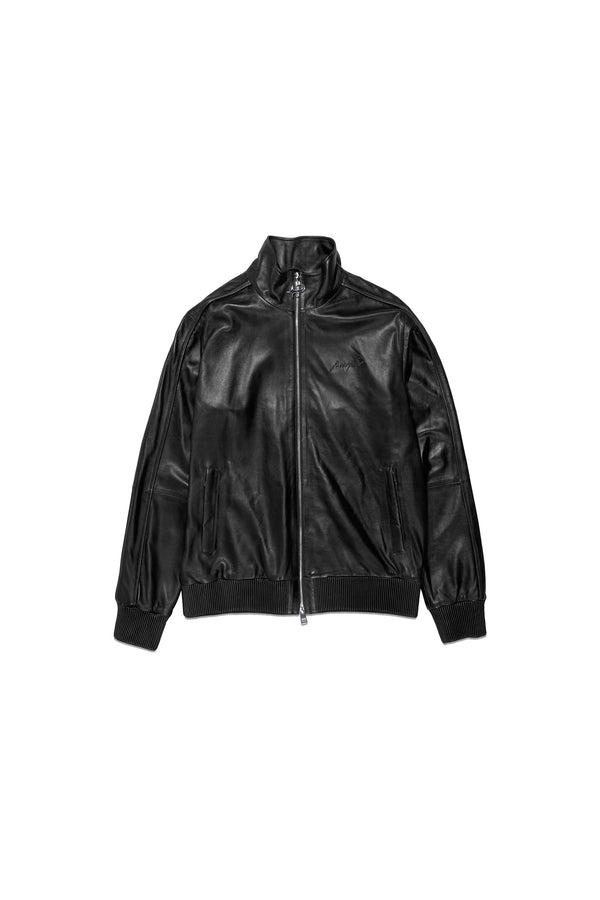 Purple Brand Leather Track Jacket Black