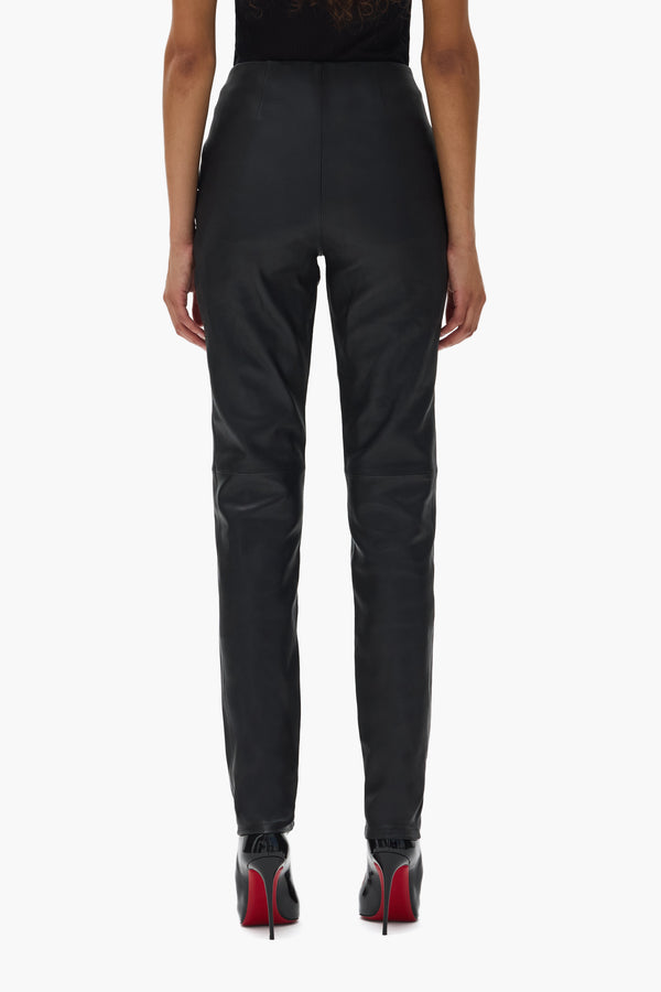 Purple Brand Leather V Zip Pant Black