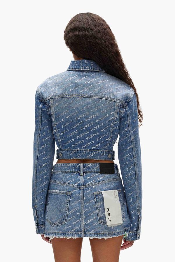 Purple Brand Logo Bling Jacket Mid Indigo