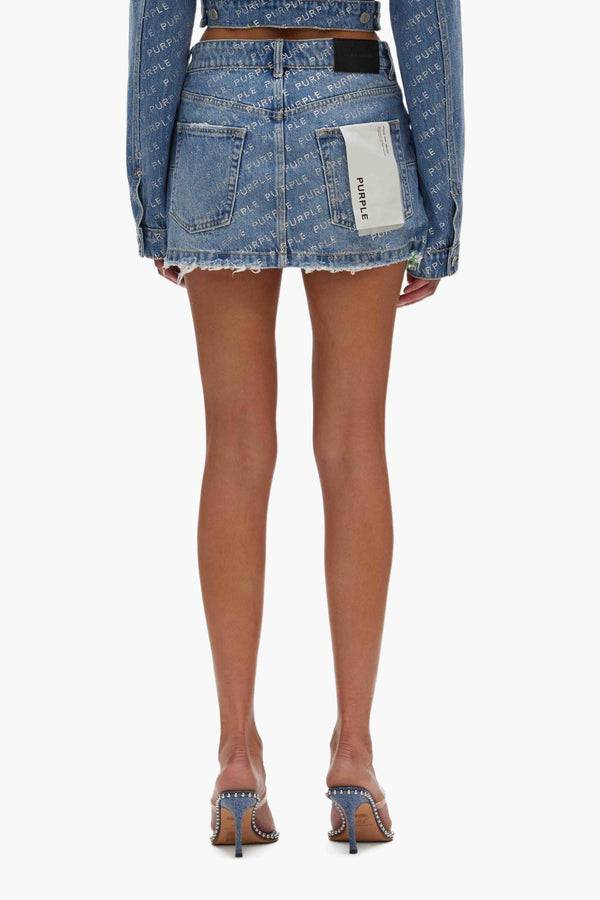 Purple Brand Logo Bling Mini Skirt Mid Indigo