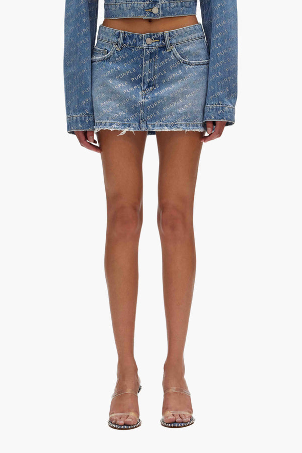 purple brand Logo Bling Mini Skirt Mid Indigo