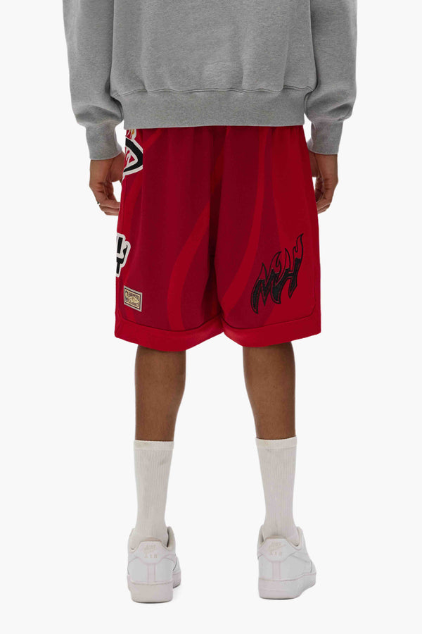 Purple Brand Miami Heat Mesh Shorts Red