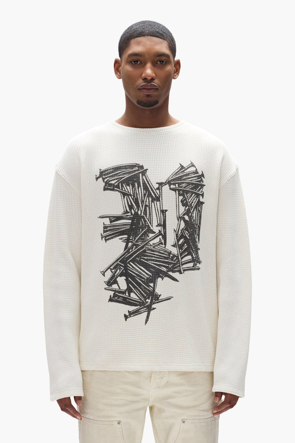 purple brand Nails Waffle Knit Off White