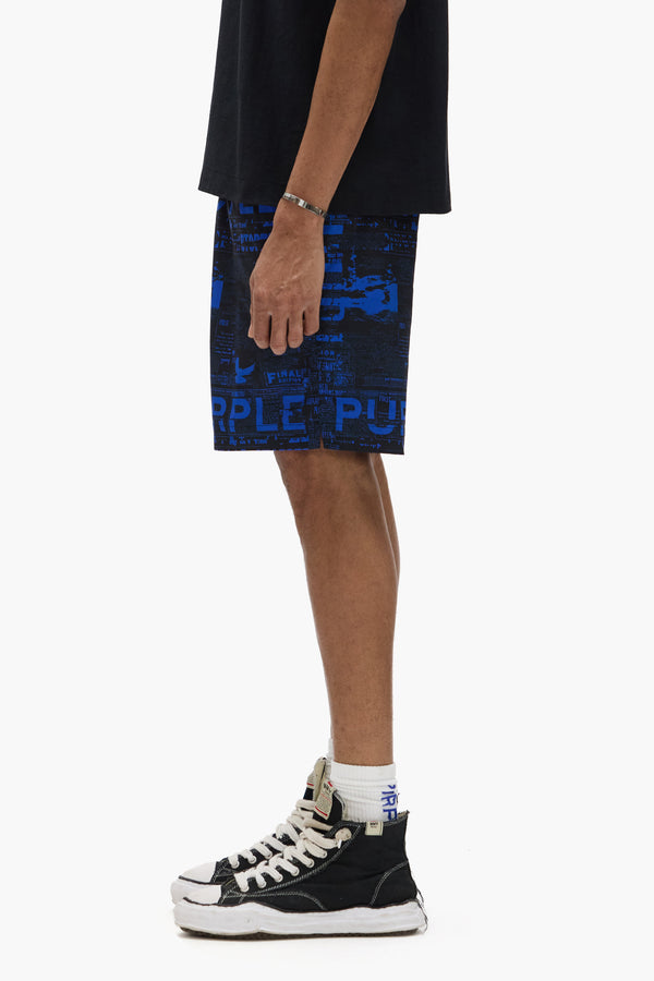 Purple Brand Newsprint All Around Shorts Black
