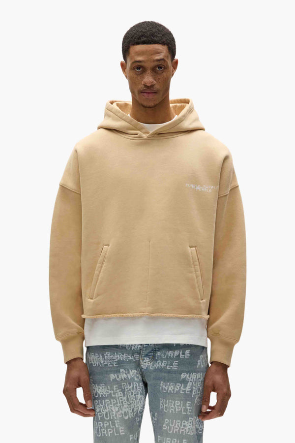 purple brand Newsprint Cropped Hoodie Beige