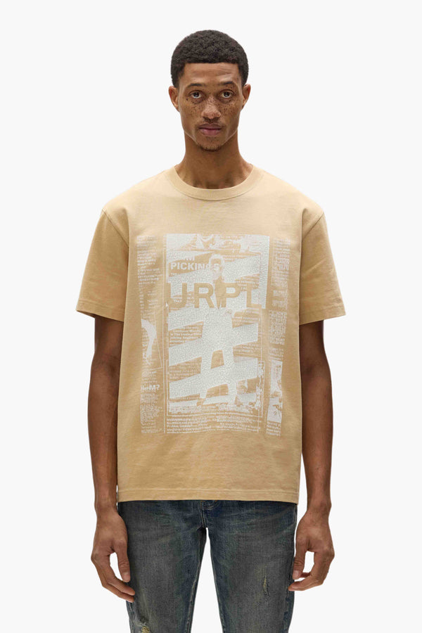 purple brand Newsprint Tee Beige
