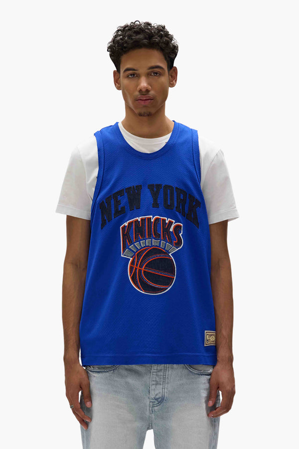 purple brand NY Knicks Mesh Jersey Blue