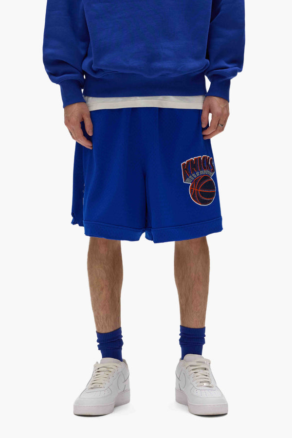 purple brand NY Knicks Mesh Shorts Blue