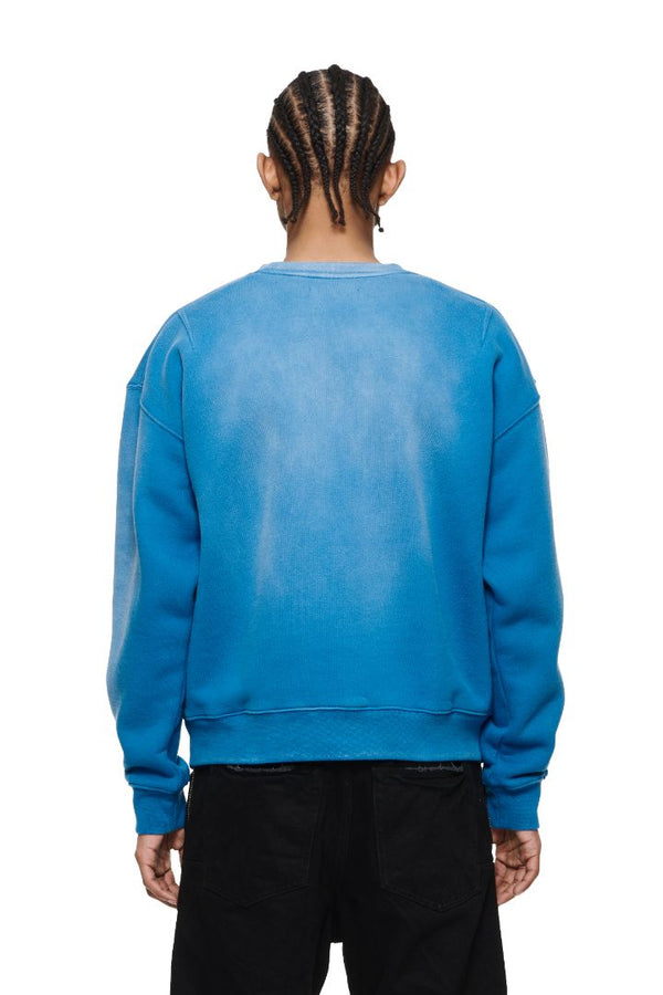 Purple Brand NYC Stack Oversized Crewneck Blue