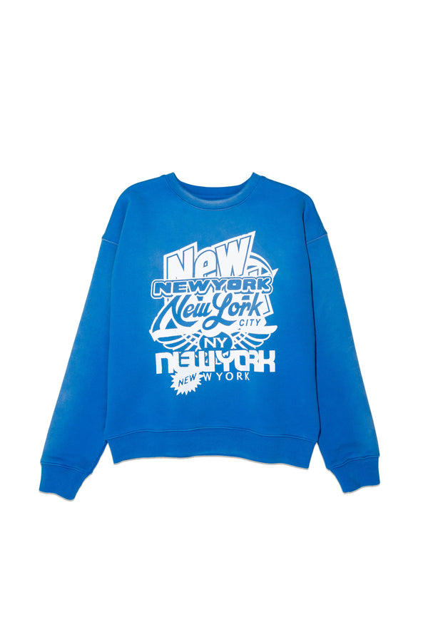 Purple Brand NYC Stack Oversized Crewneck Blue