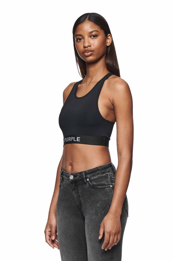 Purple Brand Nylon Knit Bralette Black