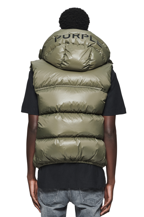 Purple Brand Nylon Puffer Vest Green