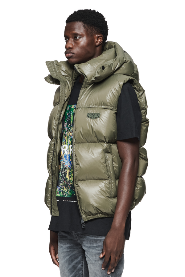Purple Brand Nylon Puffer Vest Green