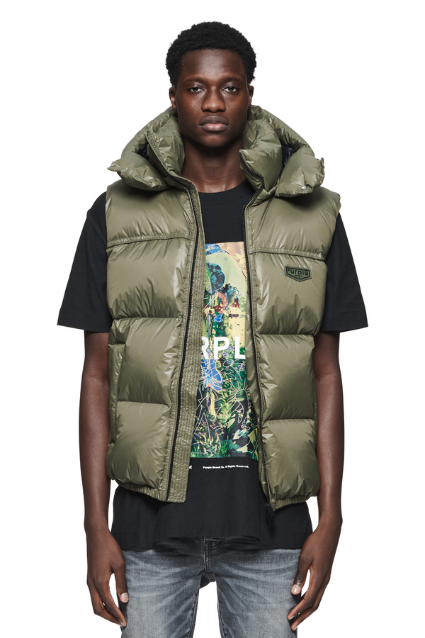 purple brand Nylon Puffer Vest Green
