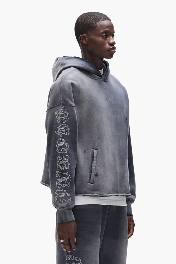 Purple Brand Outline Hoodie Black