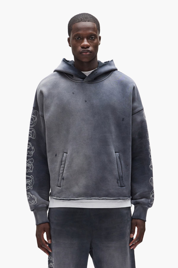 purple brand Outline Hoodie Black