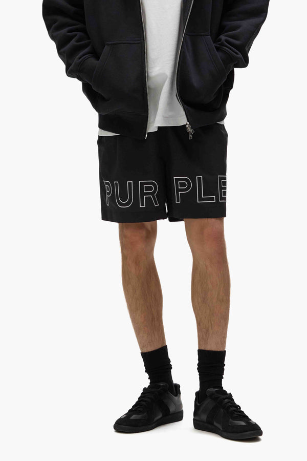 Purple Brand Outline Swim Shorts Black