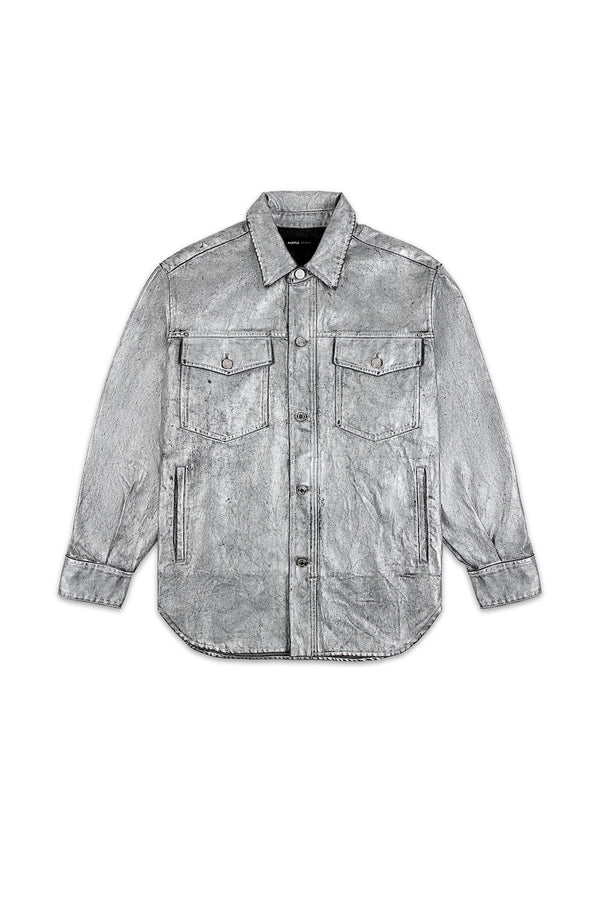 purple brand Oversized Silver Denim Shirt Silver