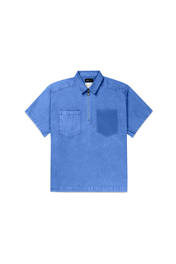 Purple Brand Oversized Zip Up Polo Blue