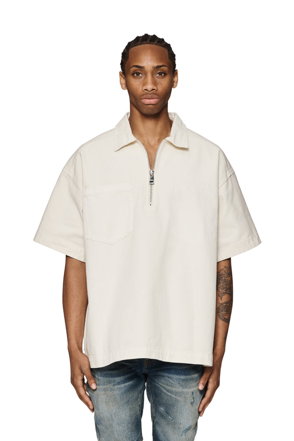 purple brand Oversized Zip Up Polo Off White