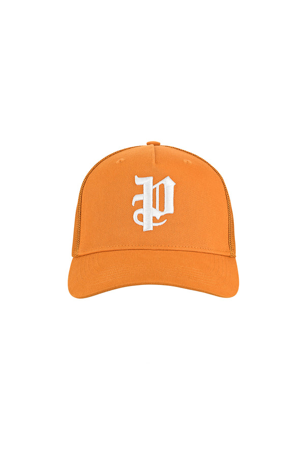purple brand P Logo Trucker Hat Orange