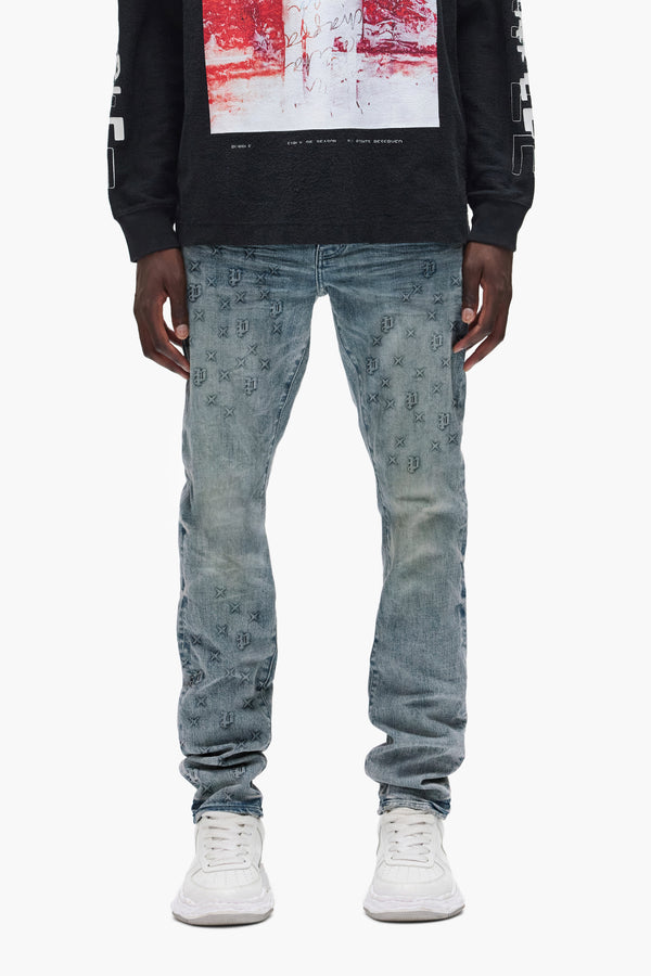 purple brand P001 Embossed Mid Indigo