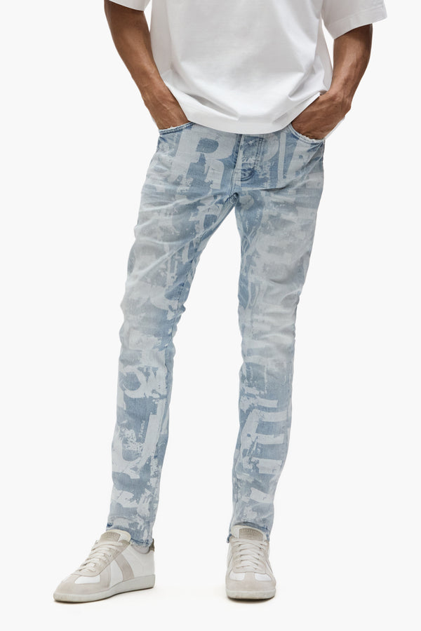 Purple Brand P001 Grunge Print Light Indigo